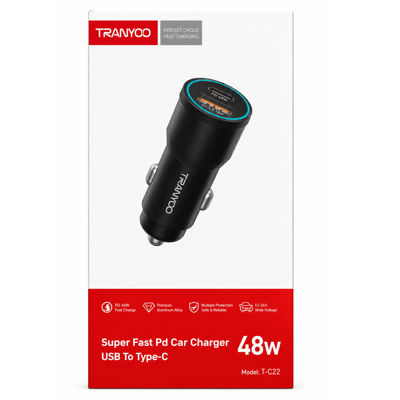 Tranyoo | 48W | Car Charger Super Fast PD USB to Type-C