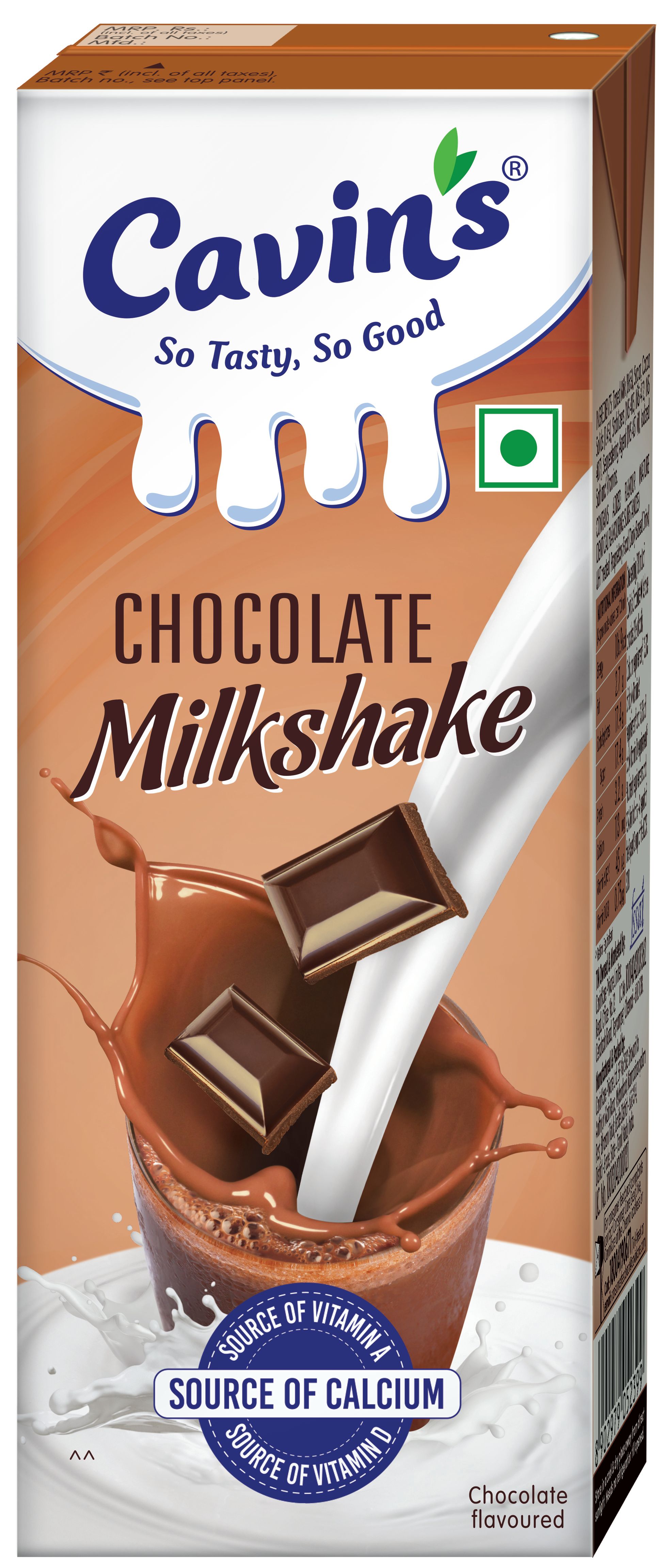 Cavin's Milkshake Tetra Pack - Chocolate, 180ml