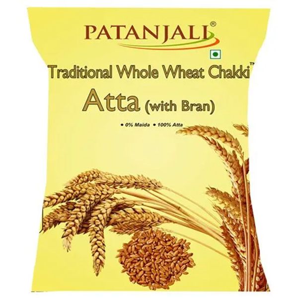 Patanjali Traditional Whole Wheat Chakki Atta With Bran, 2kg