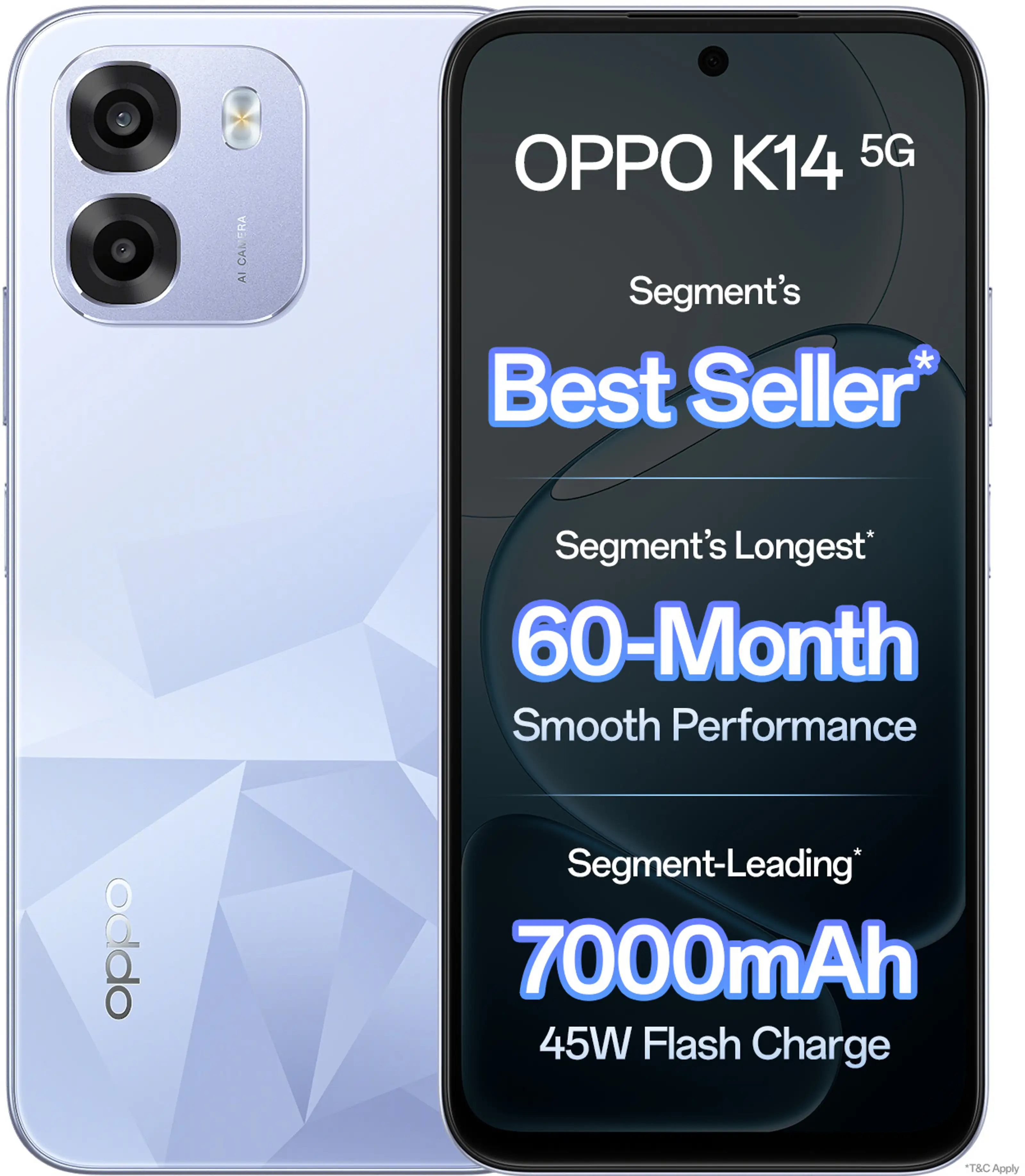 OPPO | K14 | 5G Smartphone (8GB RAM, 256GB ROM, Icy Blue)