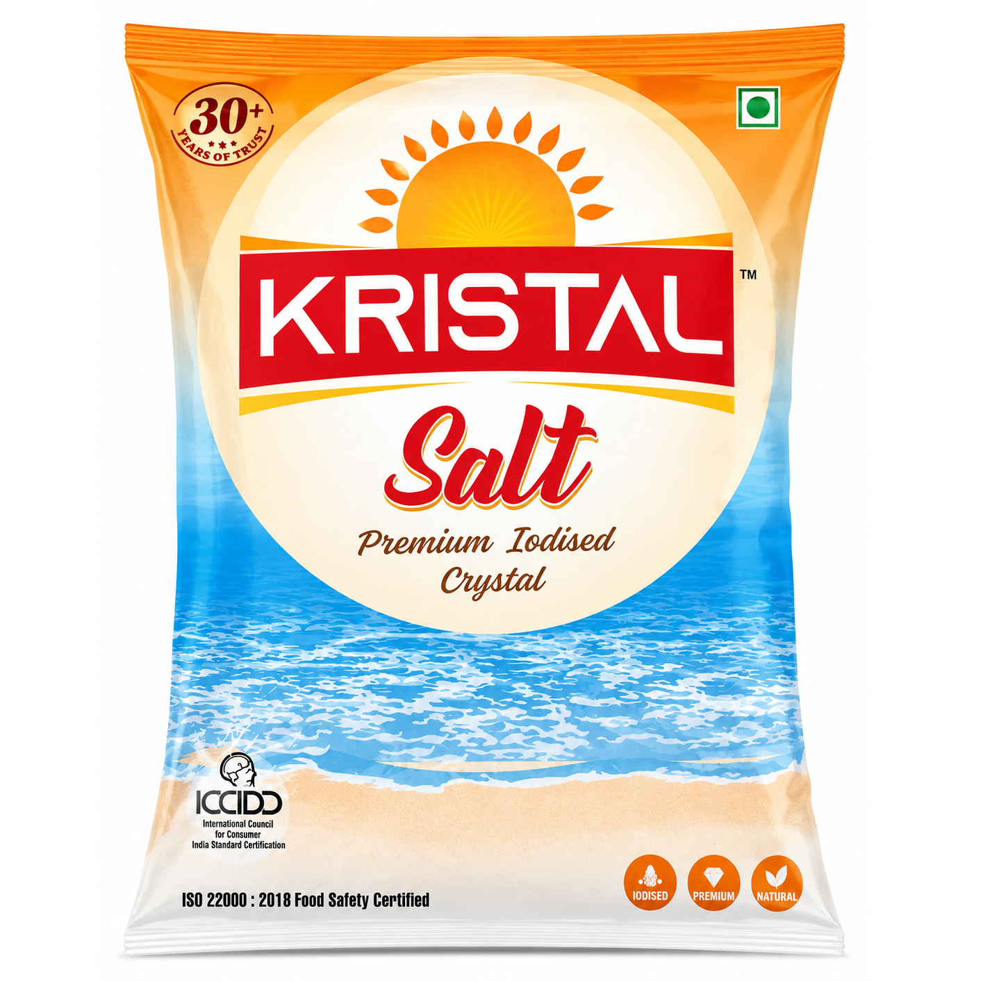 Kristal Premium Iodised Criytal Salt Pouch, 1kg