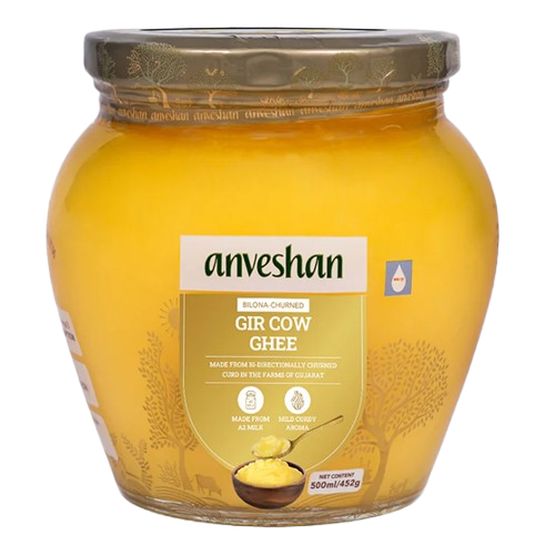 Anveshan A2 Gir Cow Ghee Glass Bottle, 500ml