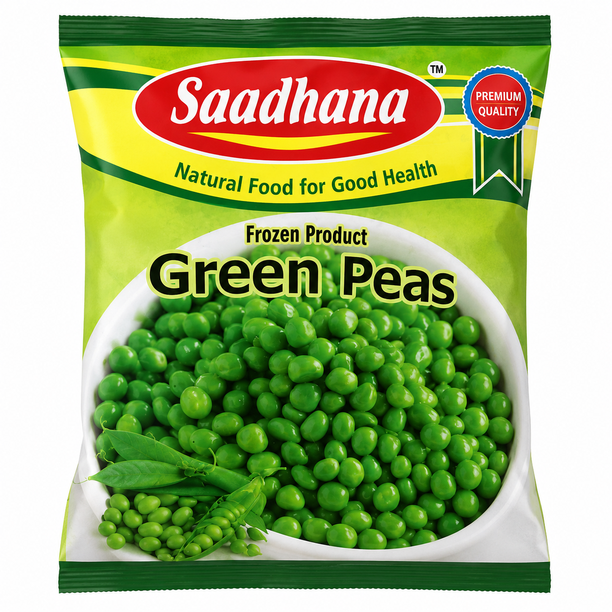 Saadhana Frozen Green Peas Pouch, 1kg
