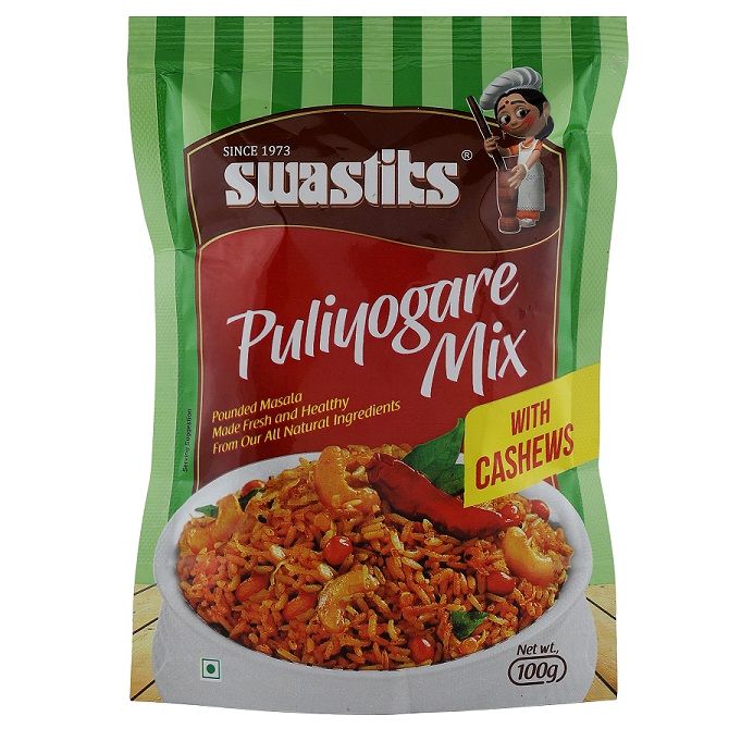 Swastiks Instant Puliyogare Powder Mix Pouch - Special With Cashew, 100g