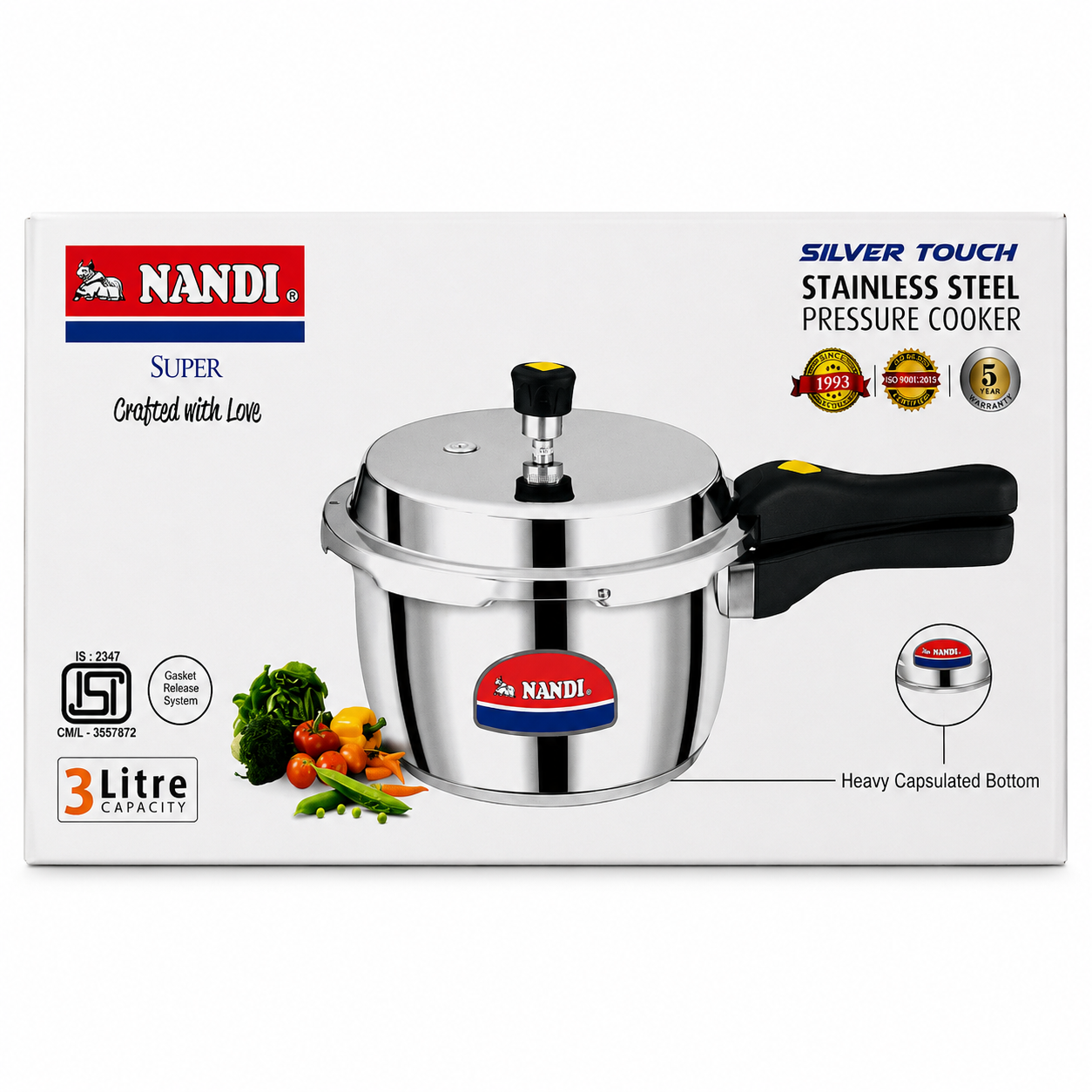 Nandi | Super Composite Bottom | Pressure Cooker Steel (3L)