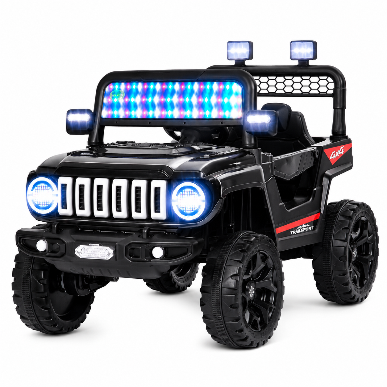 Kids Electric Multi Color LED Lights Police Ride On Jeep, 1pc