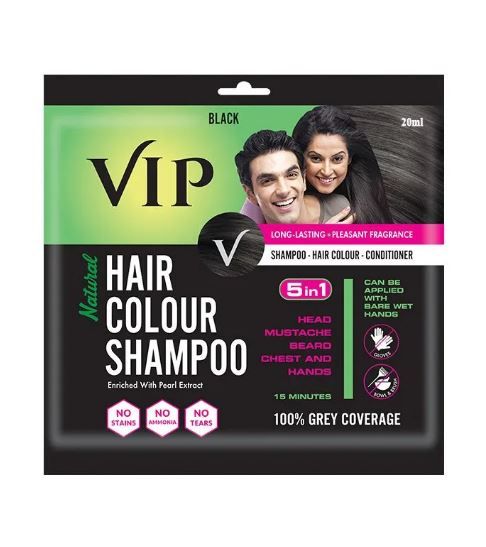 VIP Hair Colour Men's Shampoo - Black, 20ml