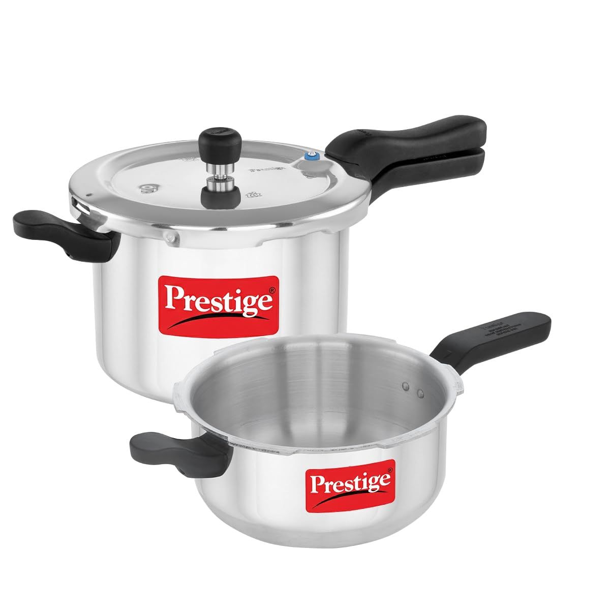 Prestige | Popular + Svachh | Kitchen Starter & Aluminium Pressure Cooker Combo Set (5L + 3L)