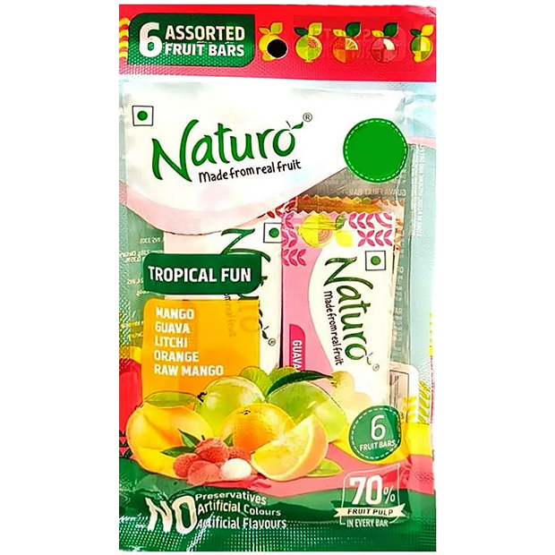 Naturo Tropical Fun Fruit Bars Pouch - Assorted, 42g (7g x 6pc)