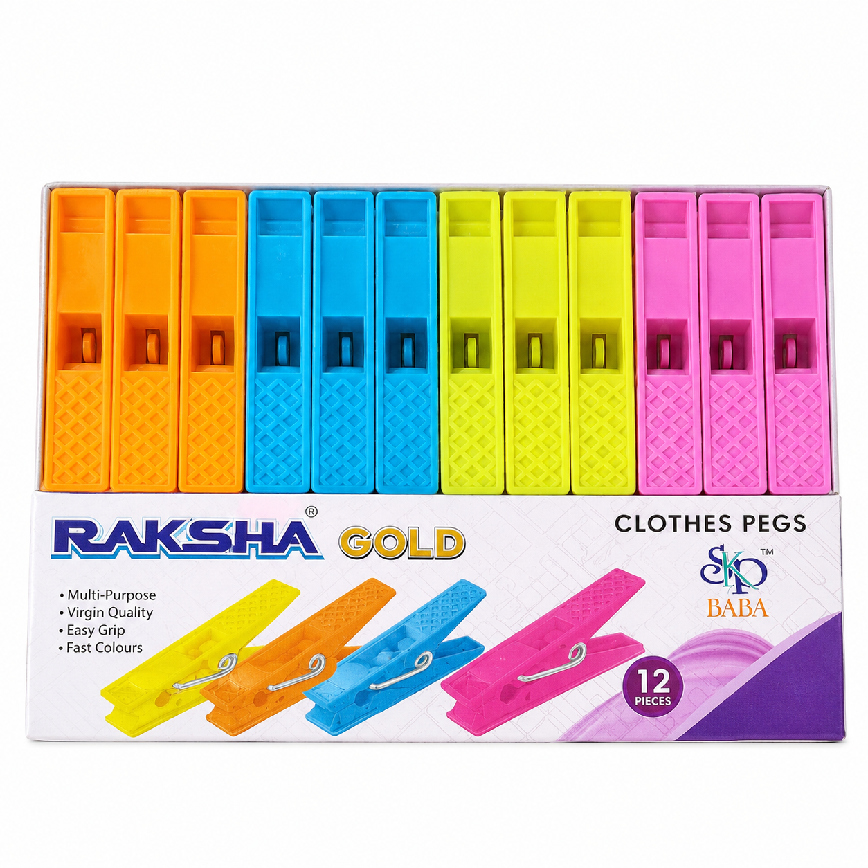 Raksha Gold Cloth Clips, 12pc