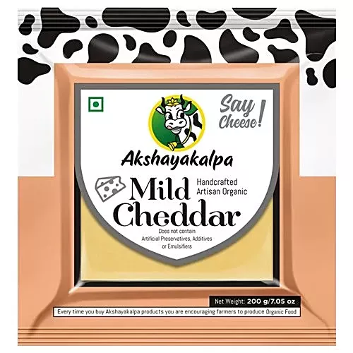 Akshayakalpa Organic Cheddar Cheese Pouch - Mild, 200g