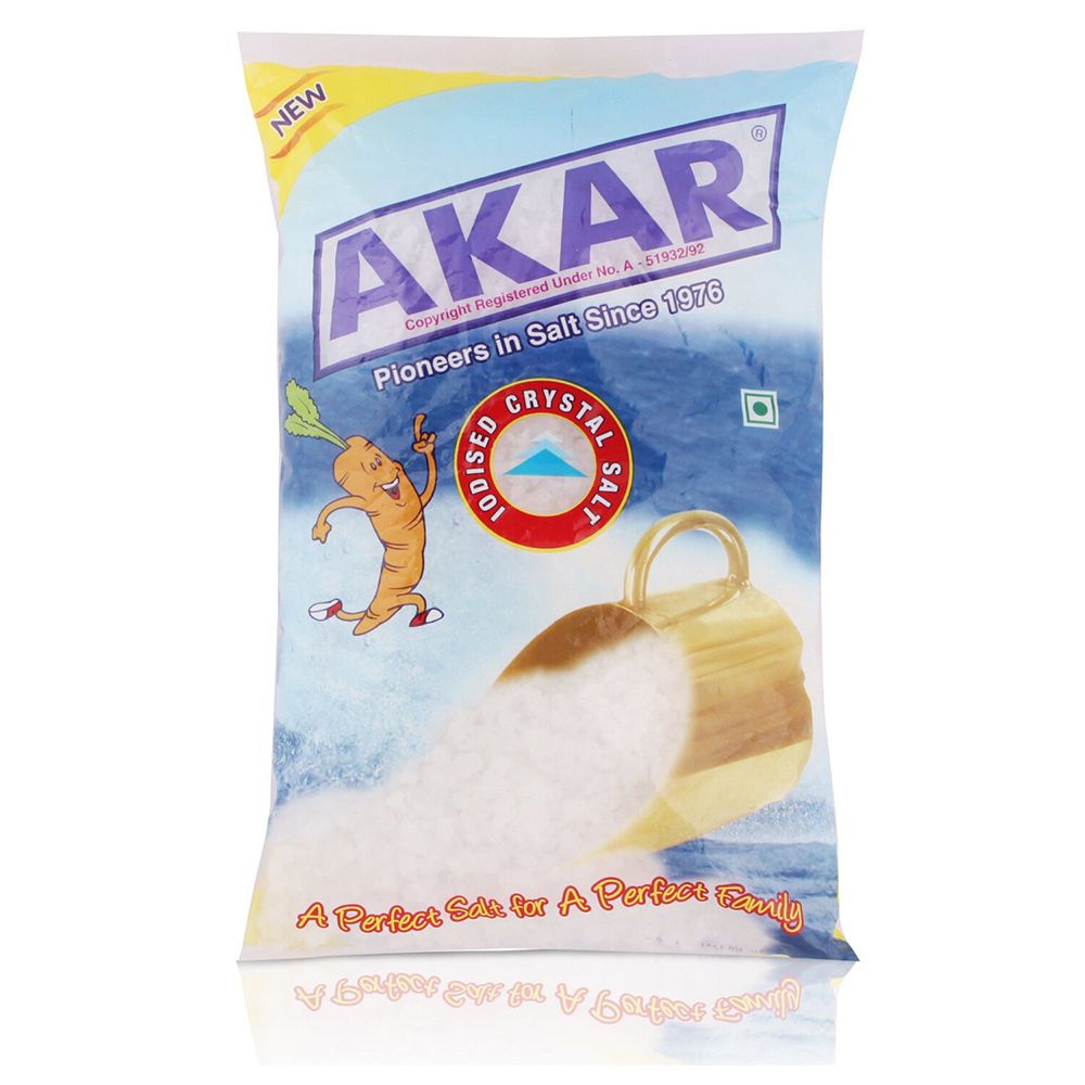 Akar Free Flow Refined Iodised Salt, 1kg