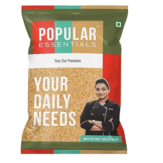 Popular Essentials Toor Dal Pouch - Split, 2kg