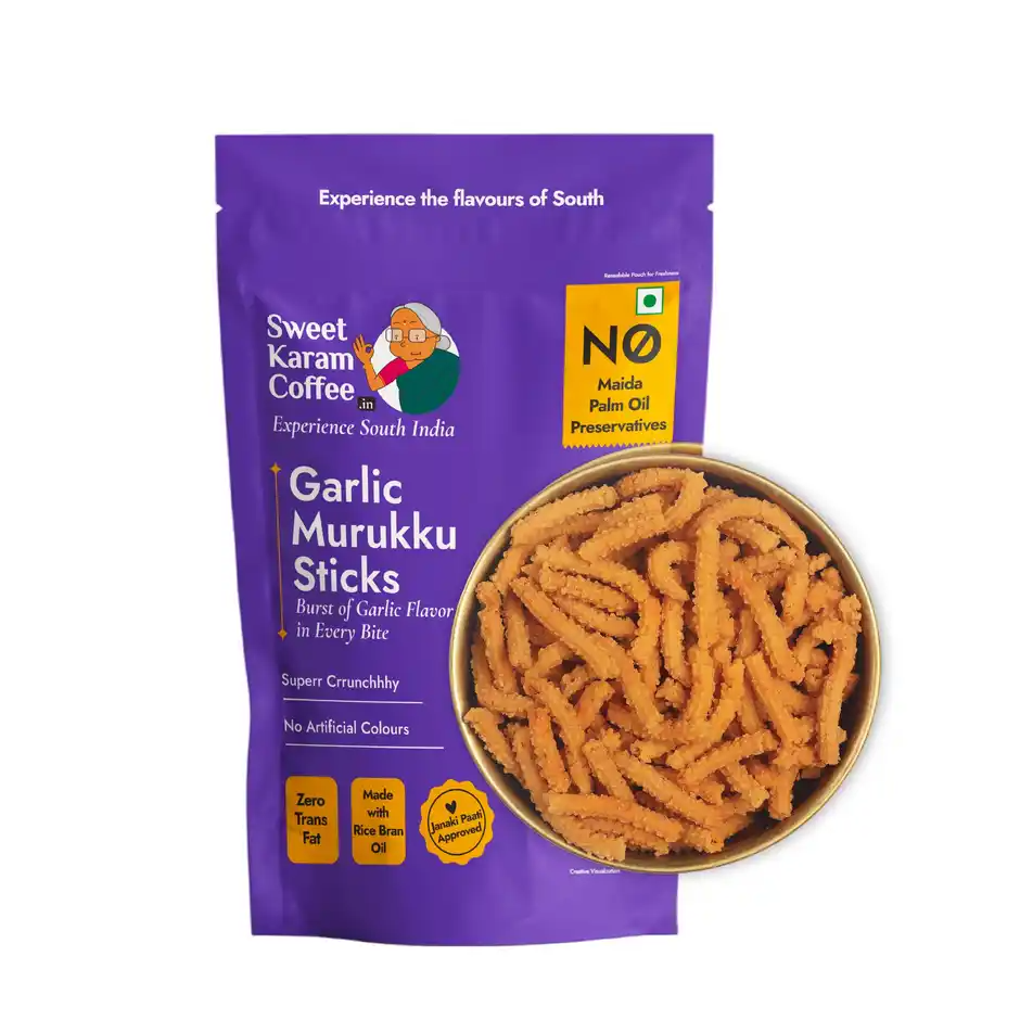 Sweet Karam Coffee Garlic Murukku Sticks, 30g