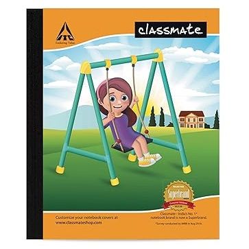 Classmate Short Notebook - Single Line Soft Cover, 92 Pages (190mm X 155mm)
