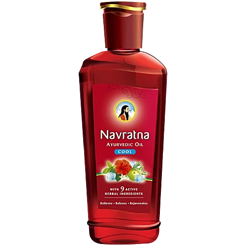Navratna Ayurvedic 9 Active Herbal Ingredients Cool Hair Oil Bottle, 500ml