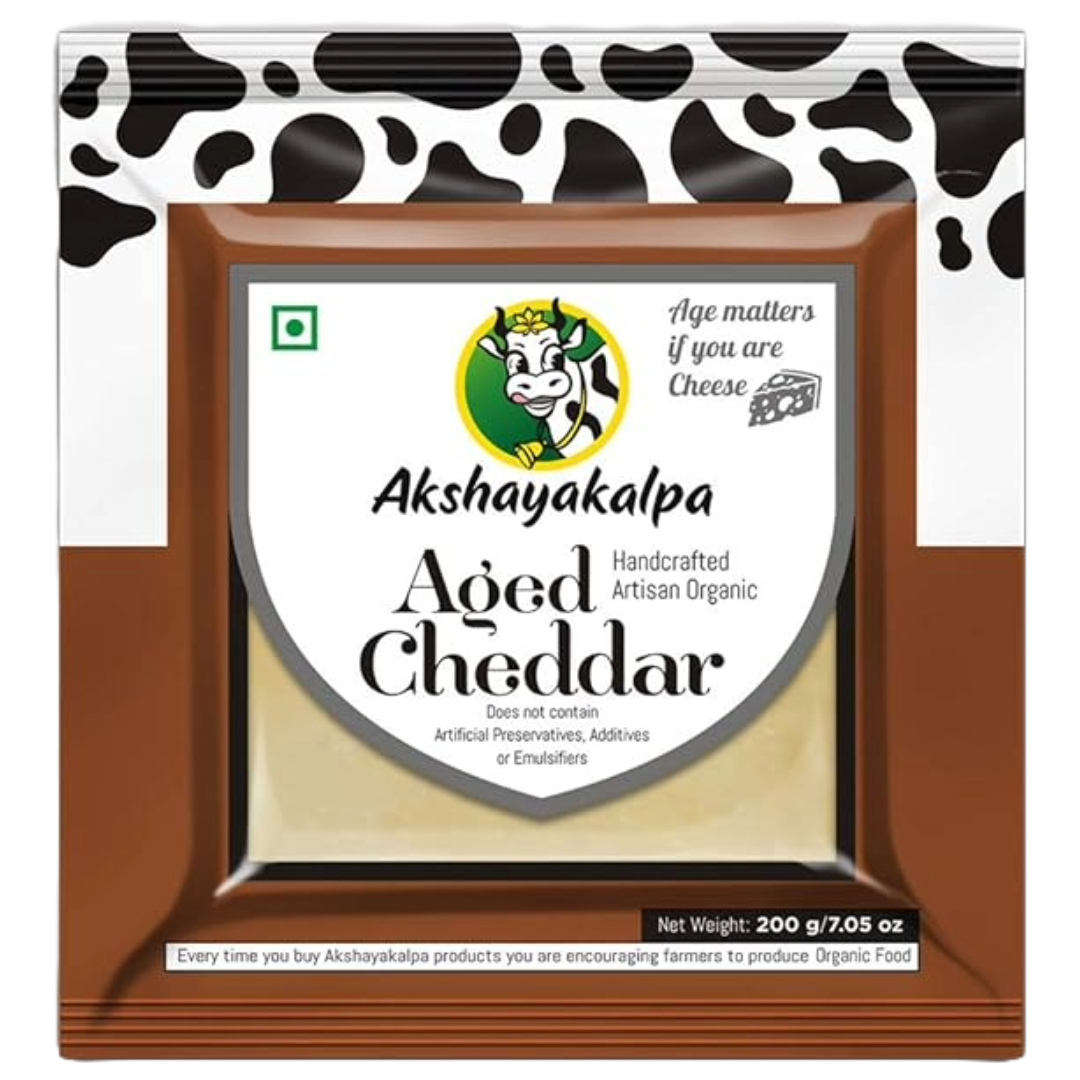 Akshayakalpa Organic Cheddar Cheese Pouch - Aged, 200g