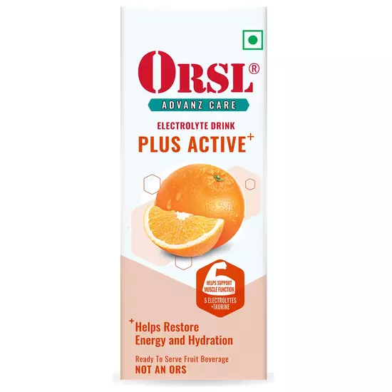 ORSL Electrolyte Plus Active+ Drink Tetra Pack - Orange, 200ml
