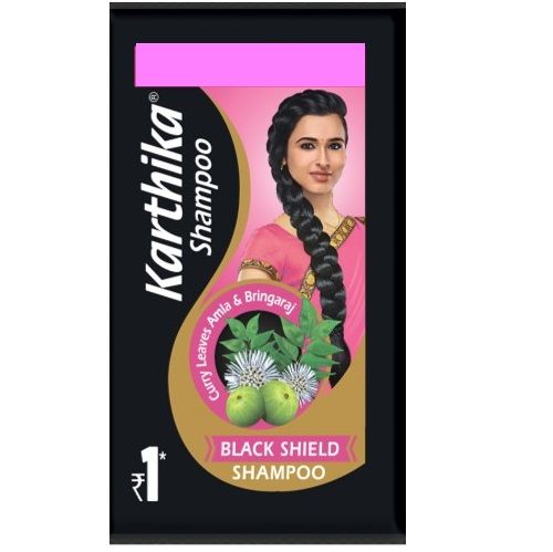 Karthika (Re.1) Black Shield Shampoo - Amla, Curry leaves & Bringraj, 6ml