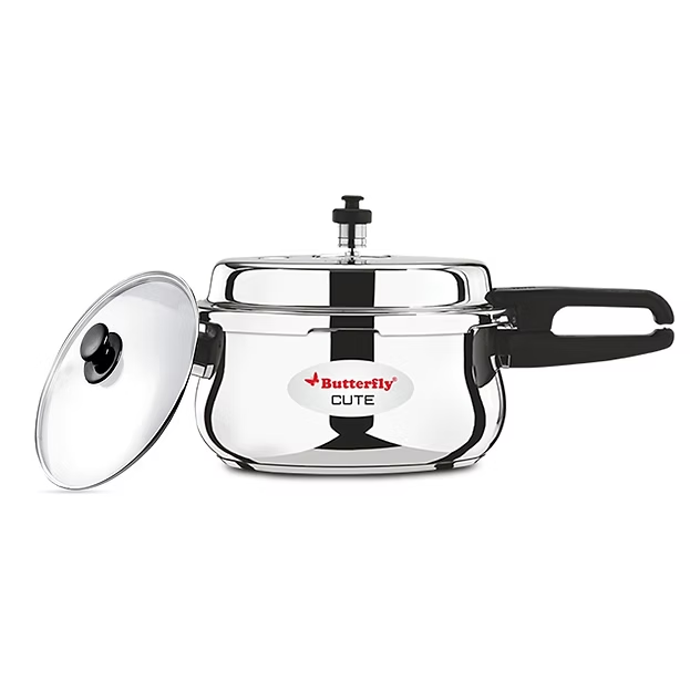 Butterfly | Cute | Stainless Steel Pressure Cooker Outer Lid With Glass Lid, 3L