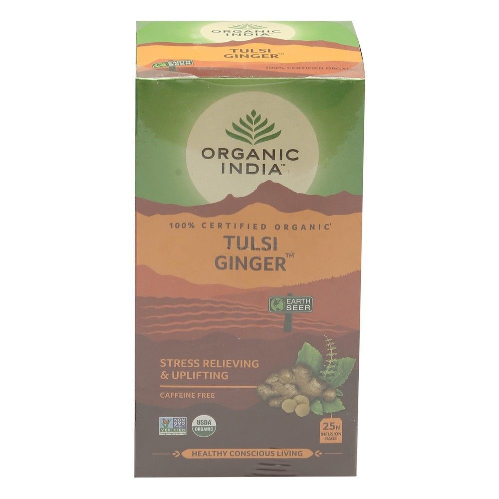 Organic India Tulsi Green Tea Bag - Tulsi Ginger, 1.74g (Set Of 25)