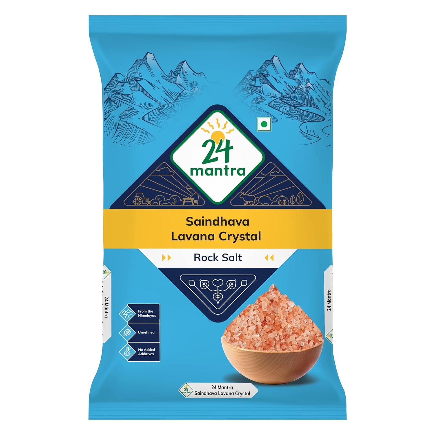 24 Mantra Saindhava Lavana Crystal Rock Salt Pouch, 1kg