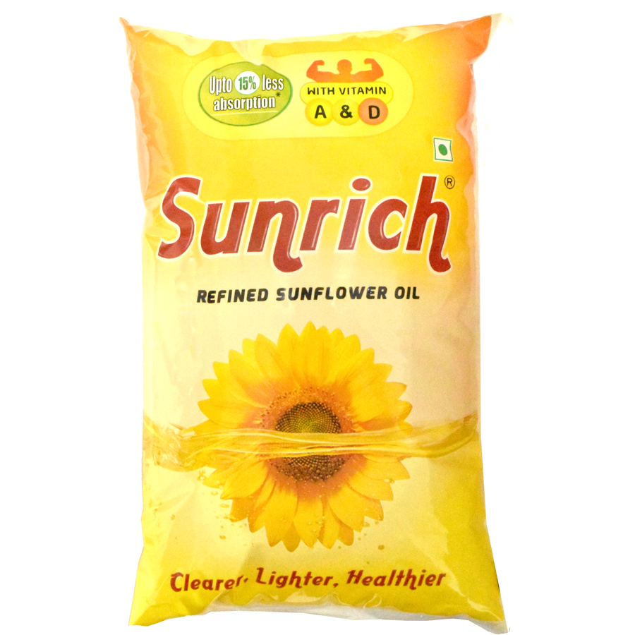 Sunrich Refined Sunflower Oil Pouch, 1L