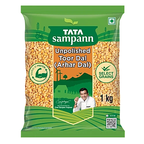 Tata Sampann Unpolished Toor Dal (Arhar Dal) Pouch, 1kg