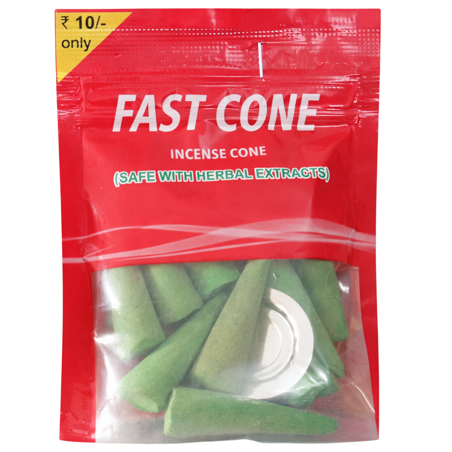 Fast Cone Incense Cones, 9pc + 1 Cone Plate