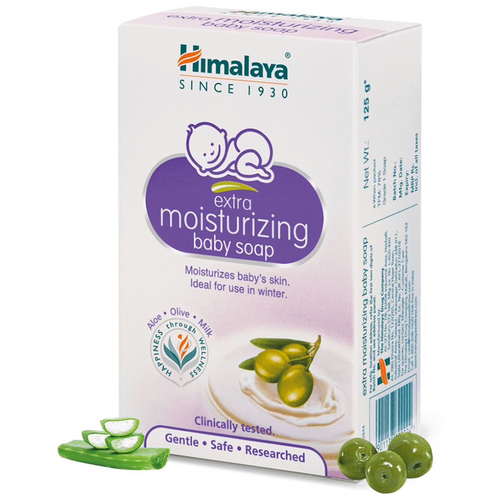 Himalaya Extra Moisturizing Baby Soap - Milk, Olive & Aloe Vera, 125g