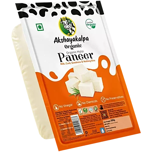 Akshayakalpa Handcrafted Organic Malai Paneer Pouch, 500g