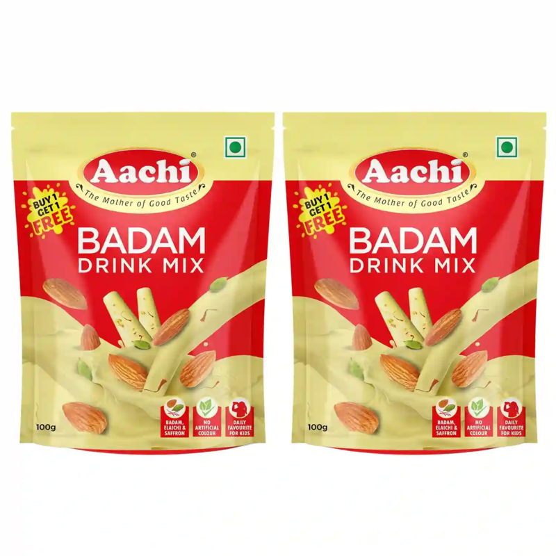 Aachi Badam Drink Powder Mix Pouch, 100g (Buy 1 Get 1 Free)