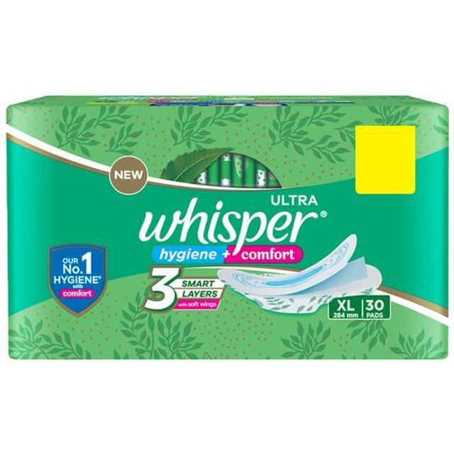 Whisper Ultra Clean Sanitary Pads - Xl+, 30pc