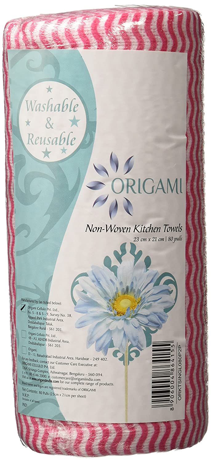 Origami Non Woven Washable and Absorbent Kitchen Towels, 80 Pulls