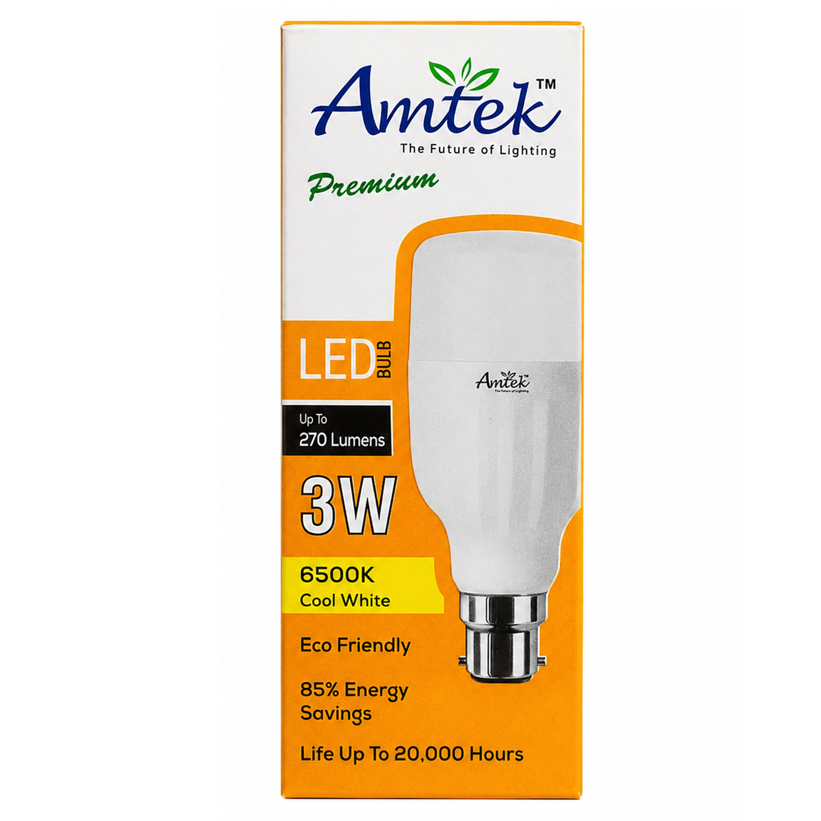 Amtek Premium 3 Watt LED Bulb - Cool White, 1pc