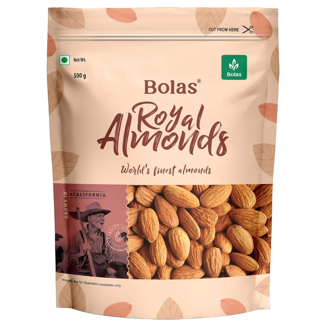 Bolas Royal Dry Fruits Zipper Pouch - California Almond, 500g