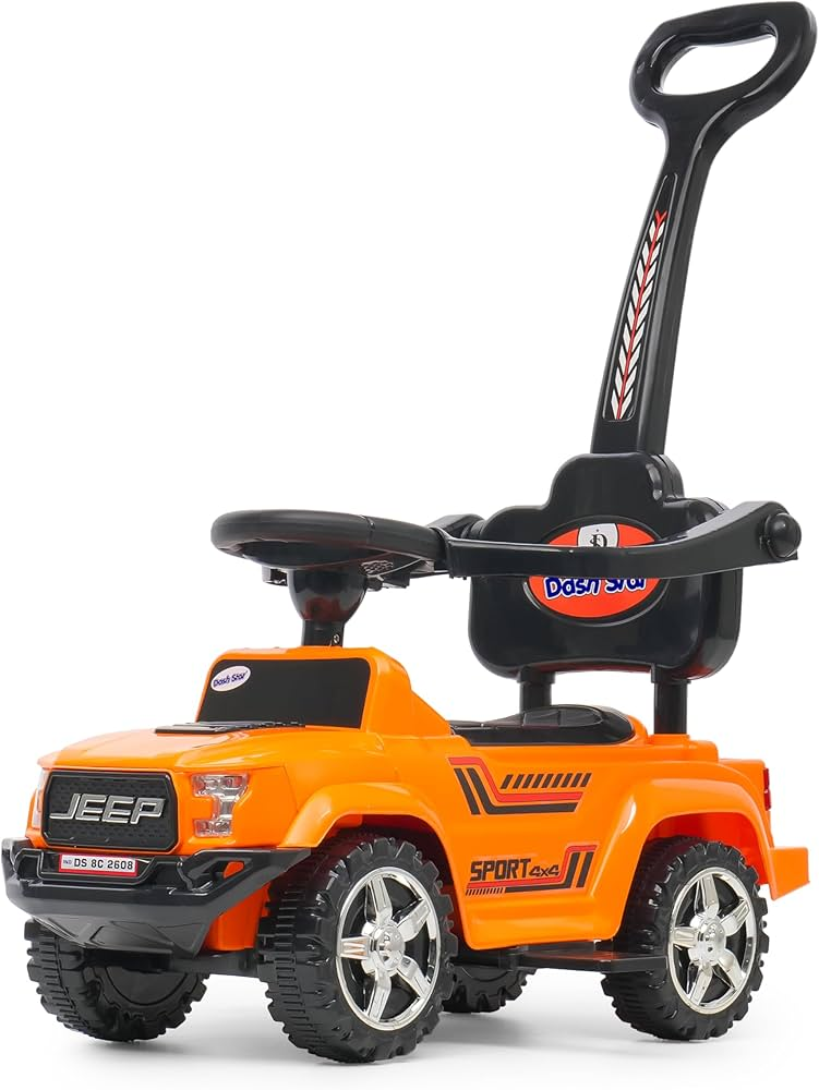 Baybee Kids Ride-On Push Car with Parental Handle - Orange, 1pc