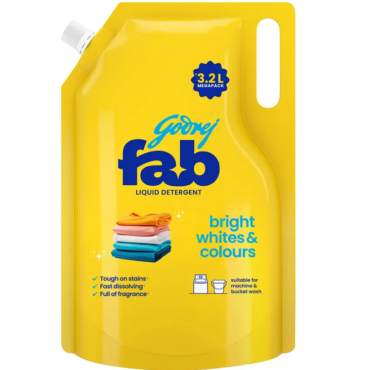 Godrej Fab Fresh Liquid Detergent Refill Pouch, 3.2L