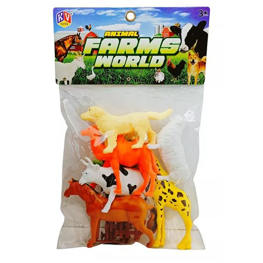 Kv Toys 3+ Years Animal Farms World Animals With Trees (Set of 6)
