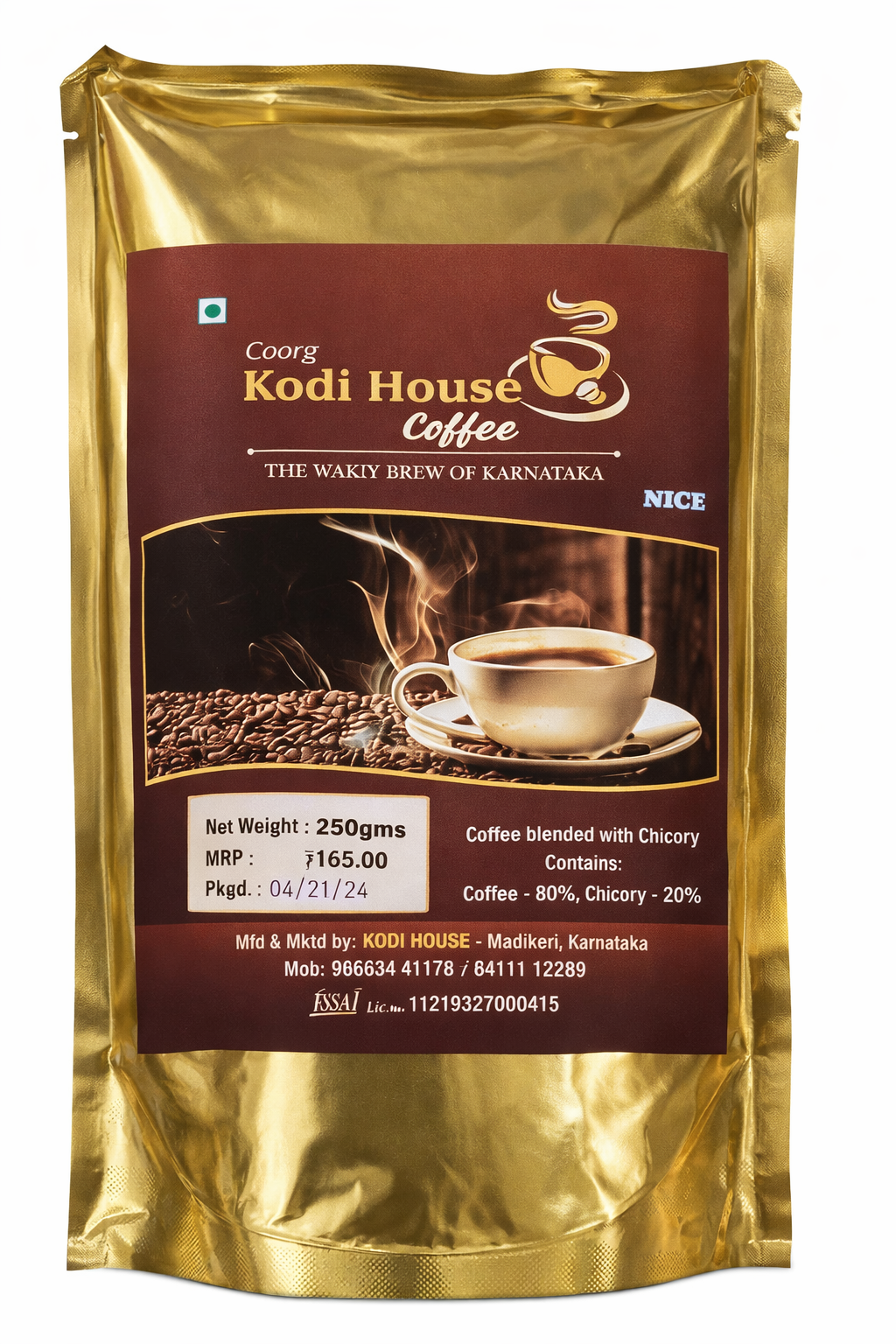 Kodi House Coorg Coffee Powder, 250g (80% Coffee & 20% Chicory)