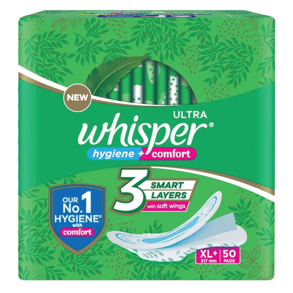 Whisper Ultra Clean Sanitary Pads - XL+, 50pc