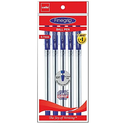 Cello (Rs.7) Fine Grip Ball Point Pen - Blue (Set of 5)