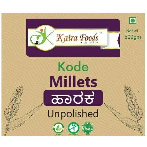 Kaira Foods Unpolished Millets - Kodo, 500g