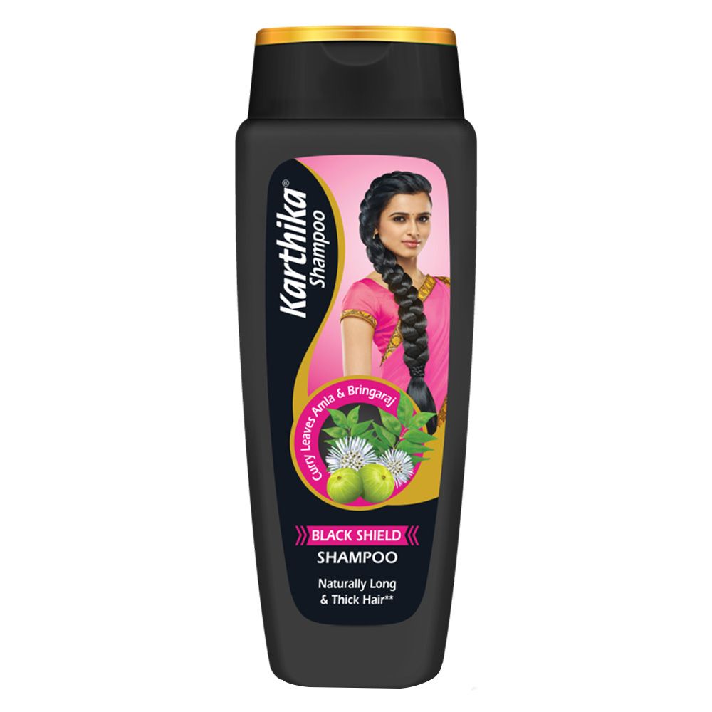 Karthika Black Shield Shampoo - Amla, Curry leaves & Bringraj, 80ml
