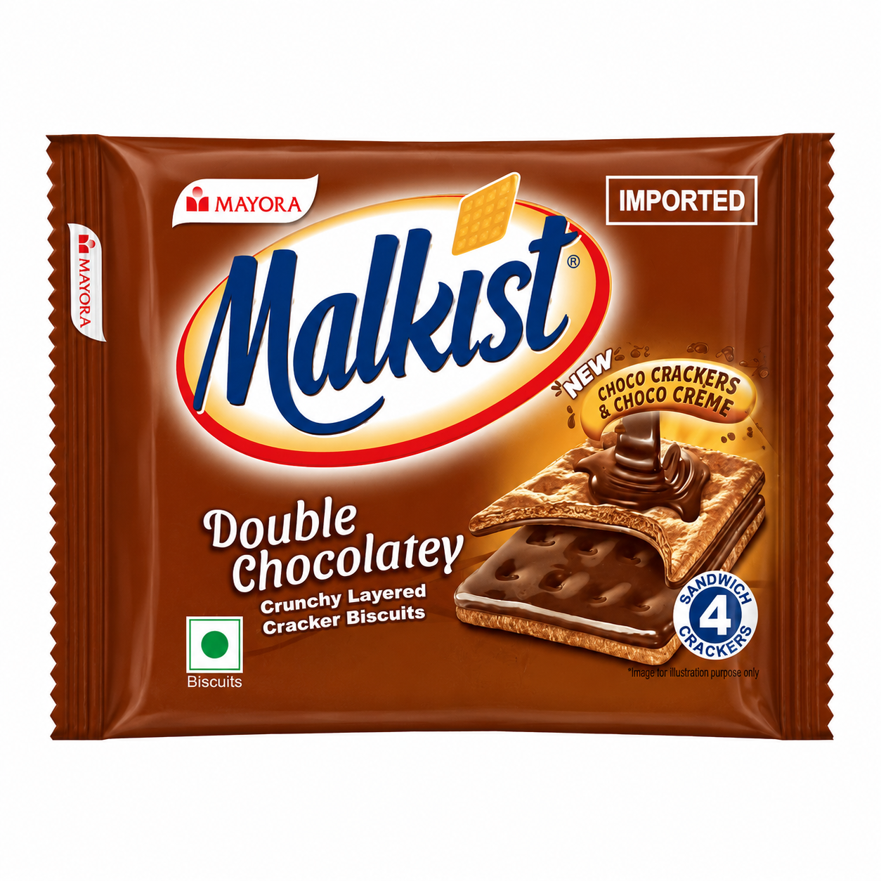 Malkist Crunchy Layered Crackers Pouch - Double Chocolatey, 72g