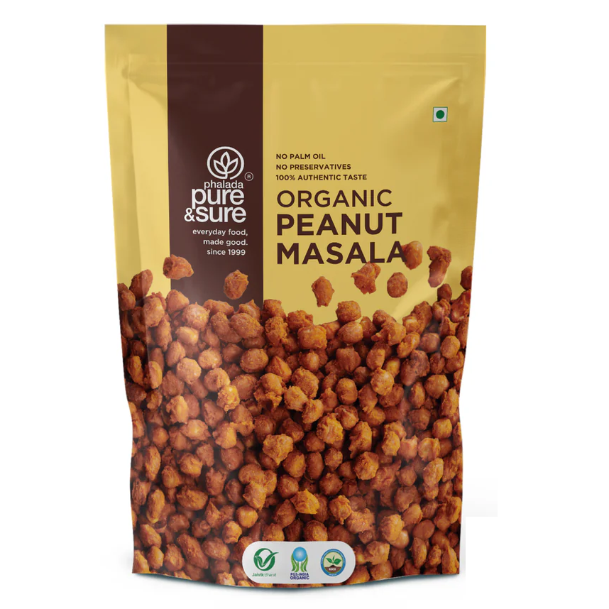 Phalada Pure & Sure Organic Namkeen Standy Pouch - Peanut Masala, 150g