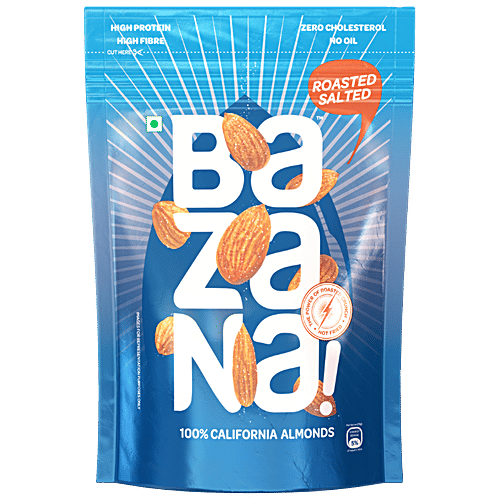 Bazana Roasted Salted Dry Fruits Standy Pouch - Almonds, 190g