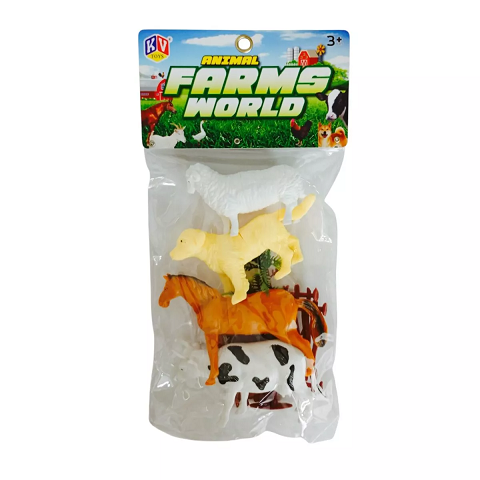 Kv Toys 3+ Years Animal Farms World Animals With Trees (Set of 4)