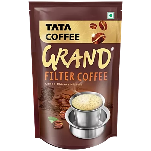 Tata Grand Filter Coffee Powder Standy Pouch, 500g (53% Coffee 47% Chicory)