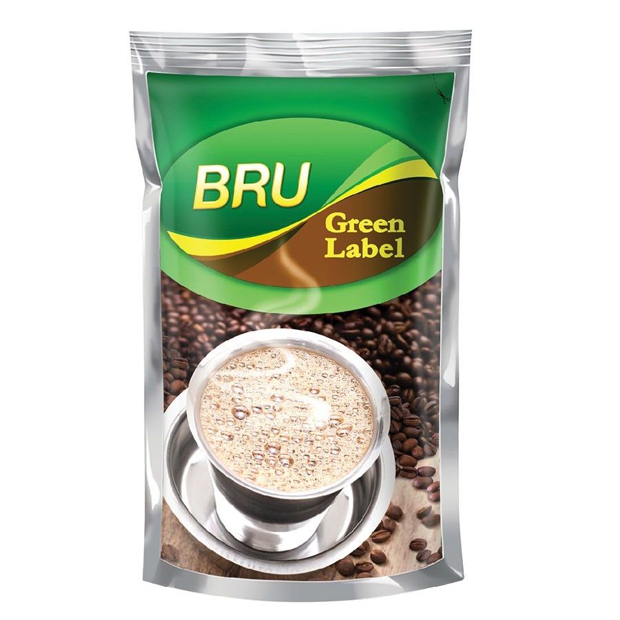 Bru Green Label Filter Coffee Powder Pouch, 500g (53% Coffee 47% Chicory)